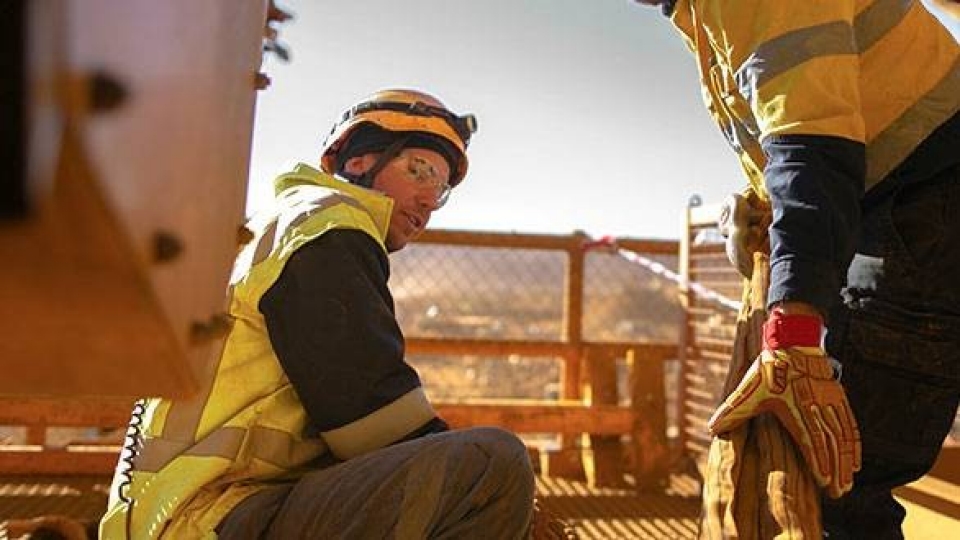 Workers on building site 