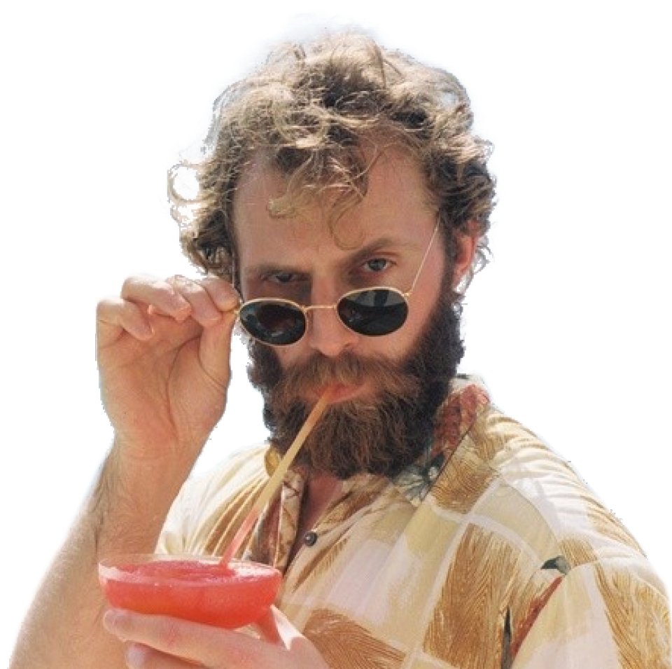 Inquisitive man sipping drink