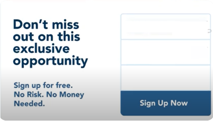 Screenshot from US Securities and Exchange Commission showing a message of a sign up page of an investment platform